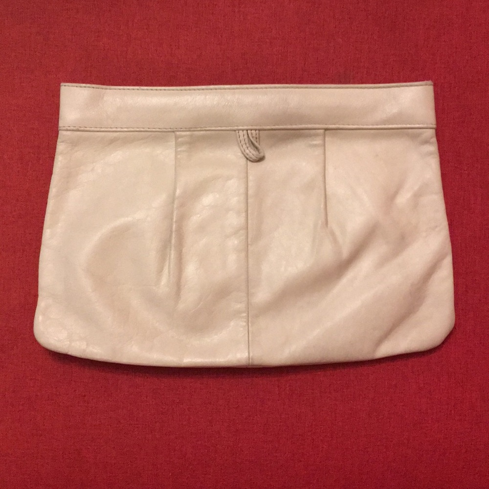 Cream white vintage leather clutch